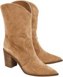 Womens Cowboy Mid Calf Boots Chunky Block Heel Pointed Toe Suede Western Cowgirl Boots
