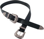 Women Vintage Western Waist Belt Double Buckle Belt PU Leather Waistband for Jeans Dress