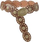 Womens Wide Western Cowboy Disc Belt Vintage Cowgirl  Leather Belts Boho Style for Jeans Dress Skirt