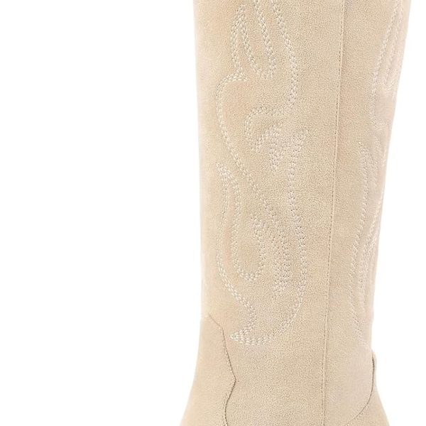 Western Cowboy Boots for Women - Knee High Wide Calf Cowgirl Boots, Slip On Pointed Toe Chunky Heel Fashion Retro Classic Pull On Tall Boot for ladies Party concert