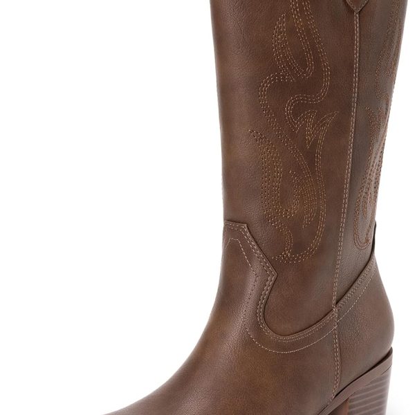 Women's Square Toe Cowboy Mid Calf Western Boots