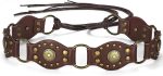 Women Western Bohemian Rope Braid Belt with Metal Rings, Rivets & Engraved Discs, Versatile for Festival Street Style