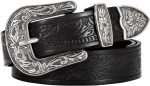 Western Belt For Women, Womens Cowboy Belt For Pants Jeans With Vintage Floral Carved Design