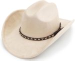 Western Cowboy Hat for Women and Men, Unisex Big Wide Brim Felt Hats for Cowboys and Cowgirls