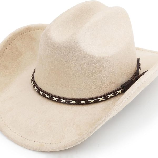 Western Cowboy Hat for Women and Men, Unisex Big Wide Brim Felt Hats for Cowboys and Cowgirls