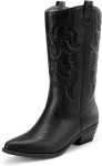 Women's Cowboy Boots Pull On Cowgirl Boots Mid Calf Western Boots, Available in Regular and Wide Calf