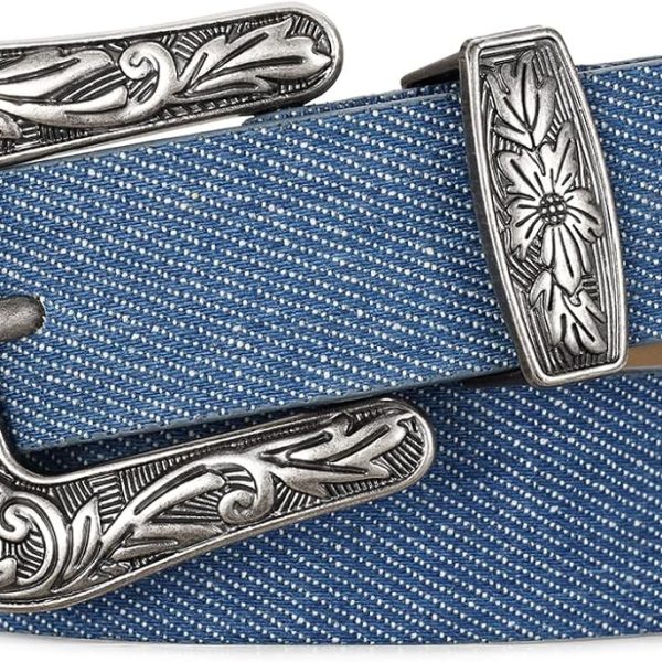 Women Leather Belts Ladies Vintage Western Design Black Waist Belt for Pants Jeans Dresses