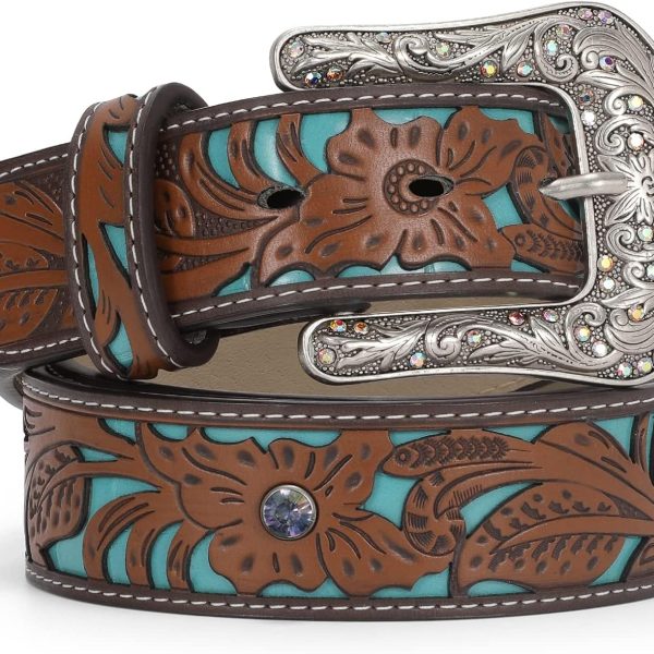 Western Belts for Women Cowgirl,Cowboy Bling Country Turquoise Belts for Jeans Pants Dresses