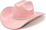 Cowboy Hat for Women and Men with Shapeable Wide Brim - Felt Cattleman Western Hats for Cowboys and Cowgirls
