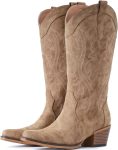 Cowboy Boots For Women Western Cowgirl Boots with Chunky Heel Mid Calf Snip Toe Ideal for low insteps