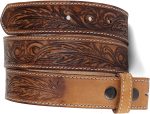 Western Belt without buckle for men – Full Grain Leather Cowboy Belts for jeans - One Piece Leather strap belt